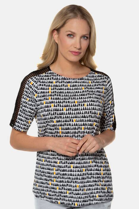 Gina Laura Shirt mit überlappter Schulter gestreift rot NEU