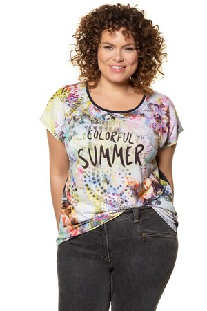 Plus Size Mixed Fabric Colorful Summer Oversized Fit Knit Top