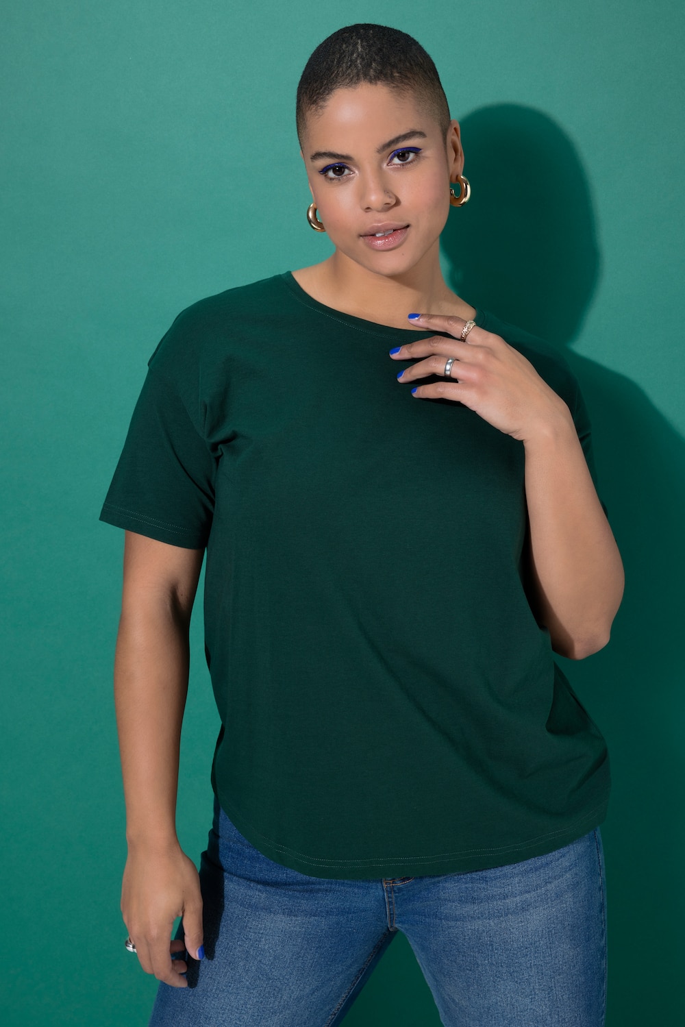 Basic-Shirt, relaxed, overskåret skulder