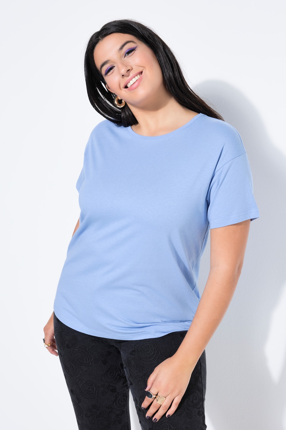 Große Größen Basic-Shirt, Damen, blau, Größe: 42/44, Baumwolle, Studio Untold