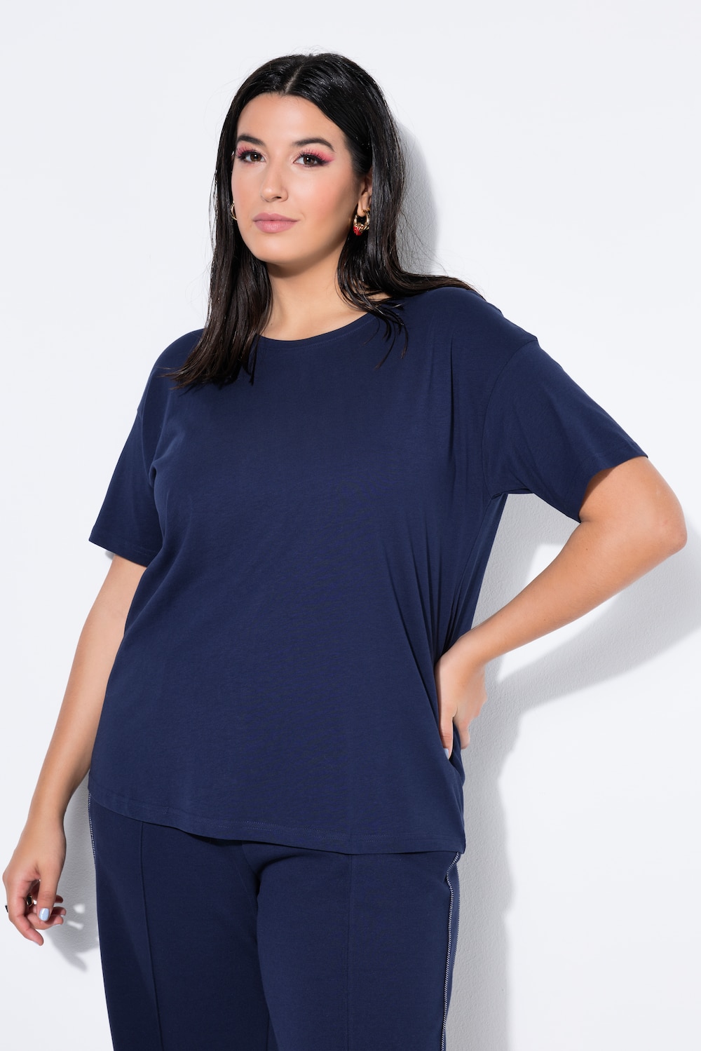 Thumbnail - Große Größen Basic-Shirt, Damen, blau, Größe: 54/56, Baumwolle, Studio Untold