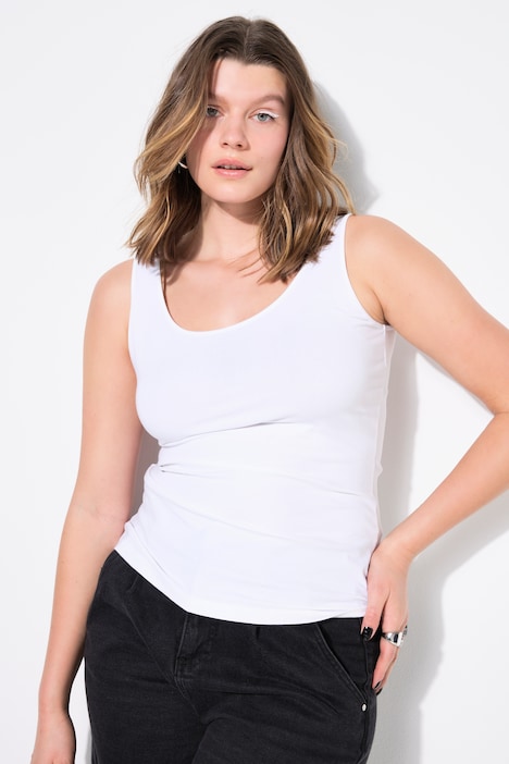 Basic Scoop Neck Cotton Stretch Tank Top