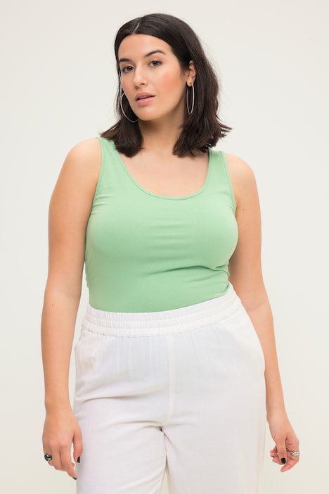 Basic Scoop Neck Cotton Stretch Tank Top