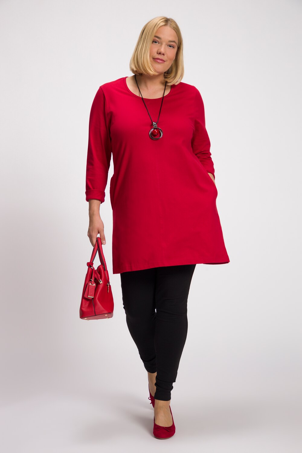 Grote Maten longshirt, Dames, rood, Maat: 50/52, Katoen, Ulla Popken