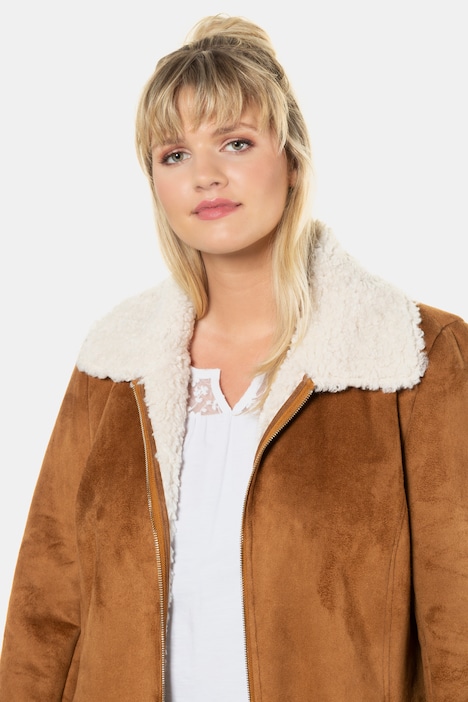 faux suede sherpa jacket