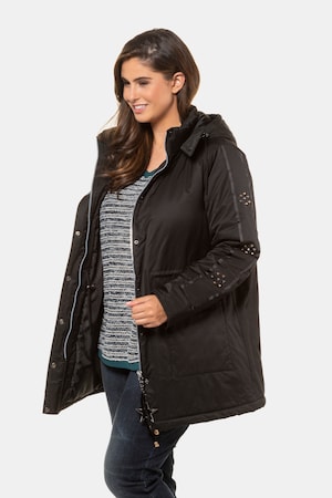 Ulla Popken Winterjacke, Ärmelnieten, Kapuze, warm wattiert - Große Größen