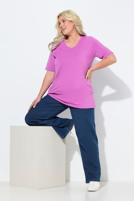 Wide Leg Elastic Waist Mary Fit Marlene Stretch Jeans