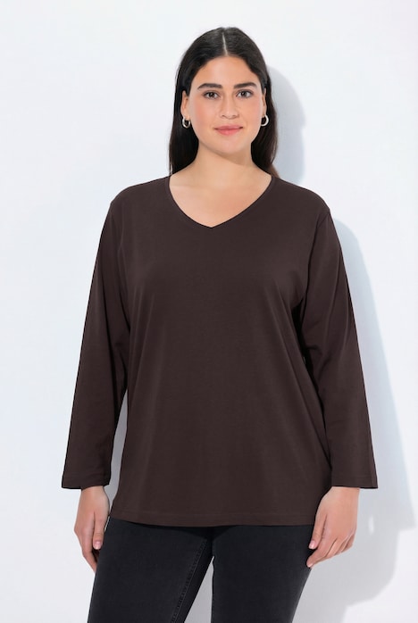 Shirt, V-Ausschnitt, Relaxed, Langarm