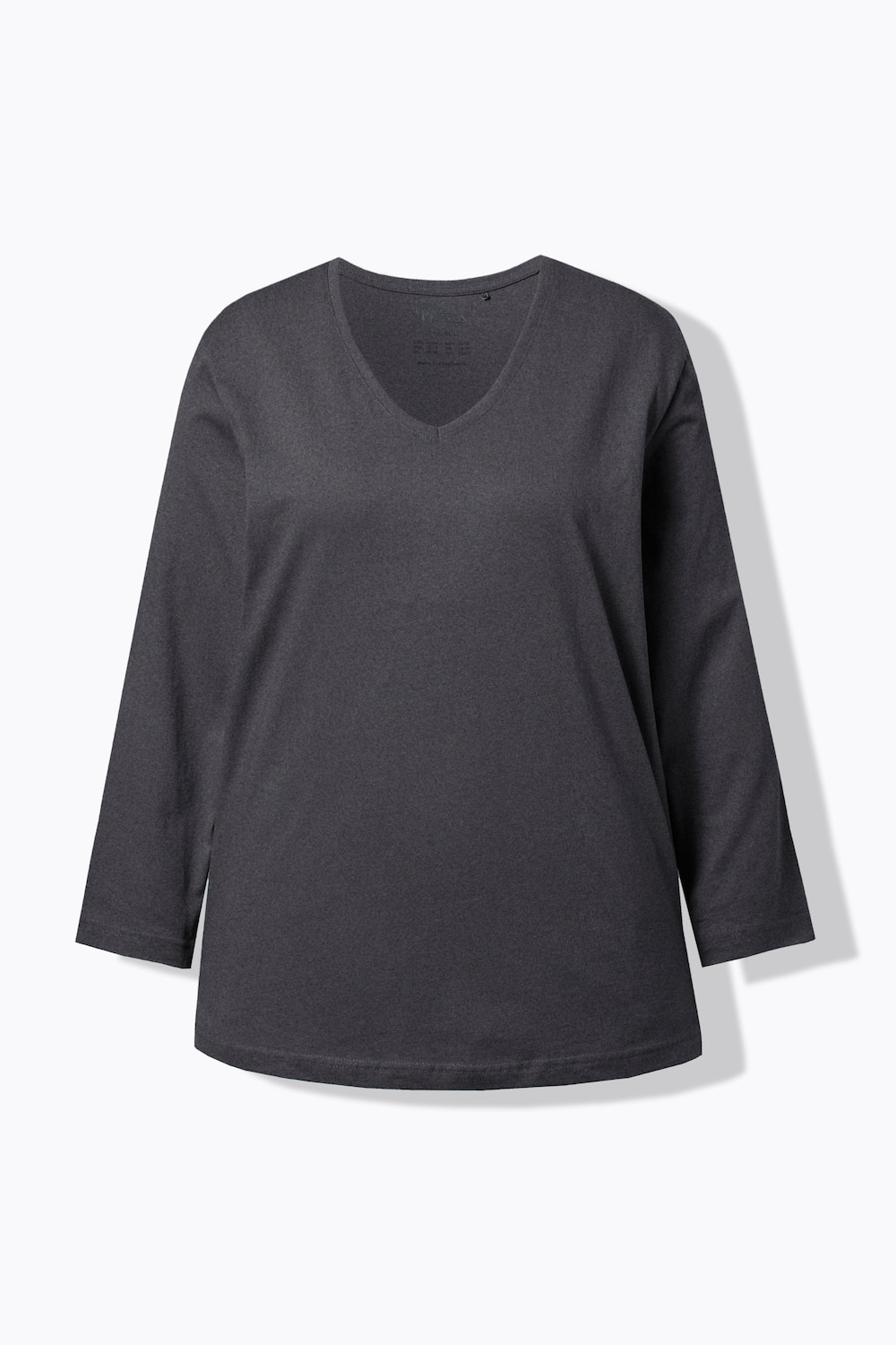 Stora storlekar Topp med v-ringning, Dam, svart, storlek: 54/56, Bomull/Polyester, Ulla Popken