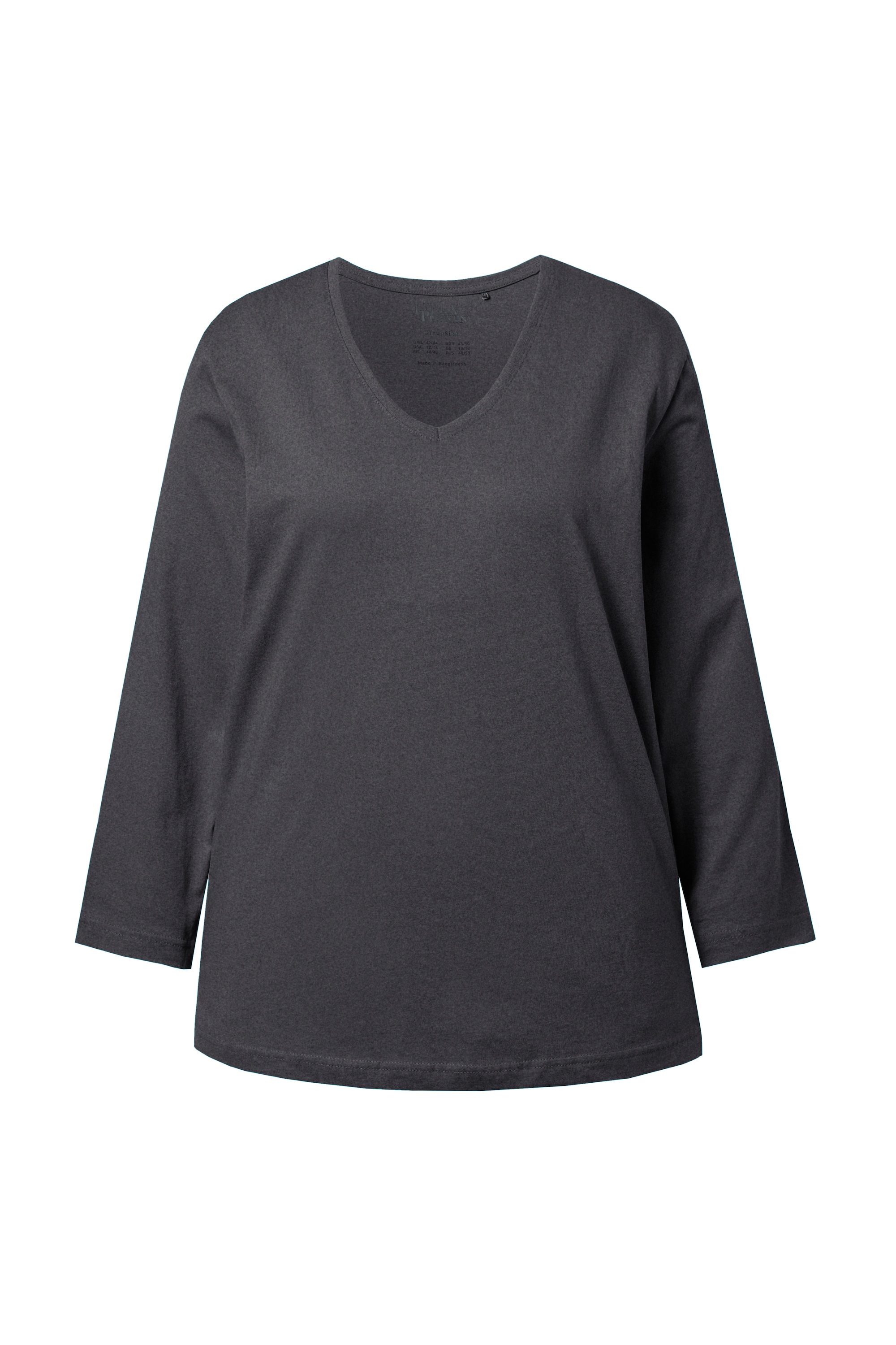 Ulla Popken Damen große Größen Shirt V Ausschnitt Relaxed Langarm 725334