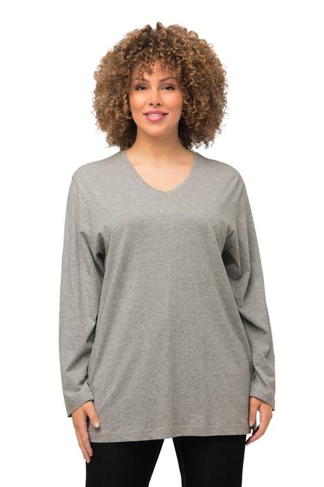 Tričko, výstřih do V, Relax střih, dlouhé rukávy