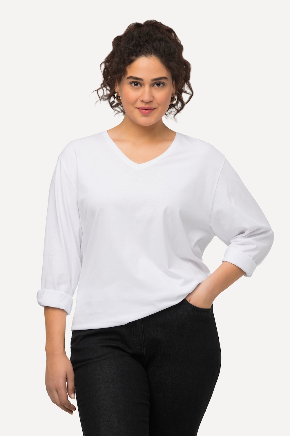 Große Größen Shirt, Damen, weiß, Größe: 42/44, Baumwolle, Ulla Popken