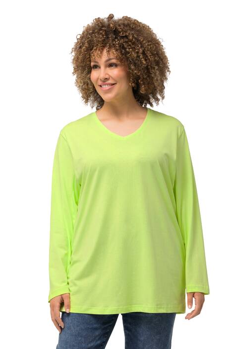 Tričko, výstřih do V, Relax střih, dlouhé rukávy