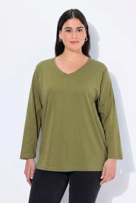 Shirt, V-Ausschnitt, Relaxed, Langarm