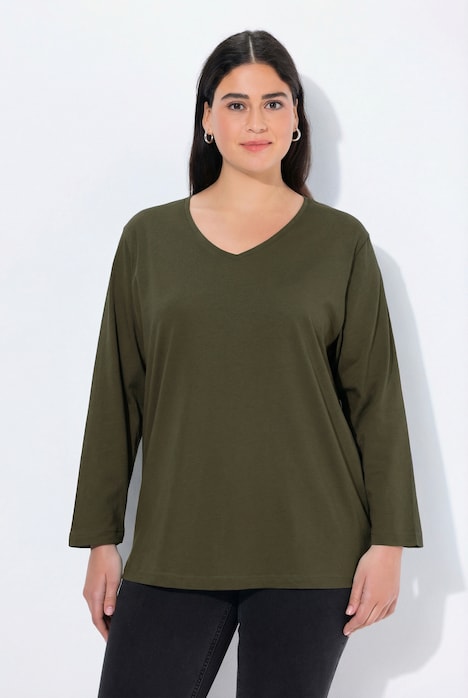 Shirt, V-Ausschnitt, Relaxed, Langarm