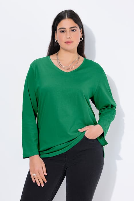 Shirt, V-Ausschnitt, Relaxed, Langarm