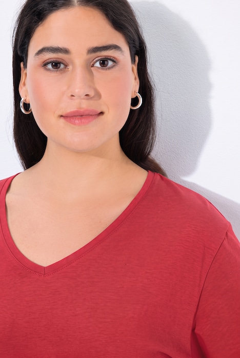 Shirt, V-hals, relaxed, lange mouw