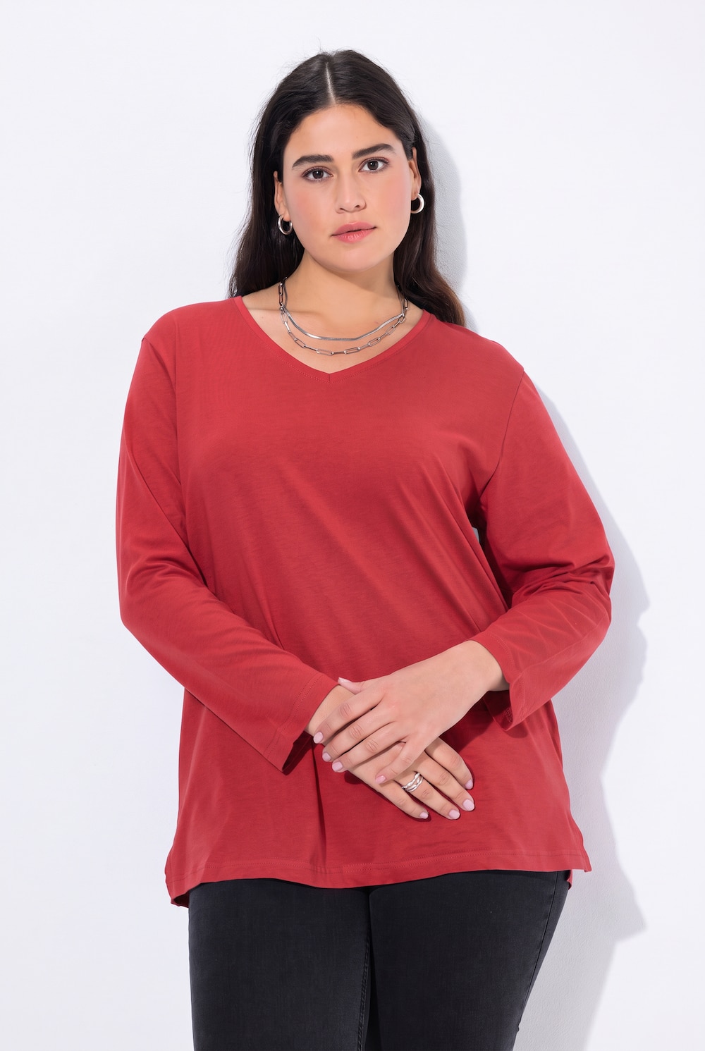 Shirt, V-Ausschnitt, Relaxed, Langarm