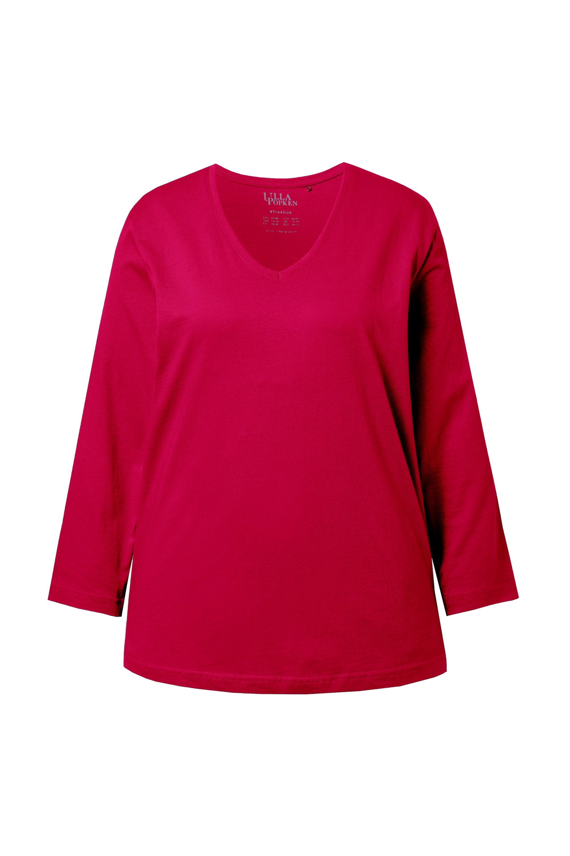 Ulla Popken Damen große Größen Shirt V Ausschnitt Relaxed Langarm 725334