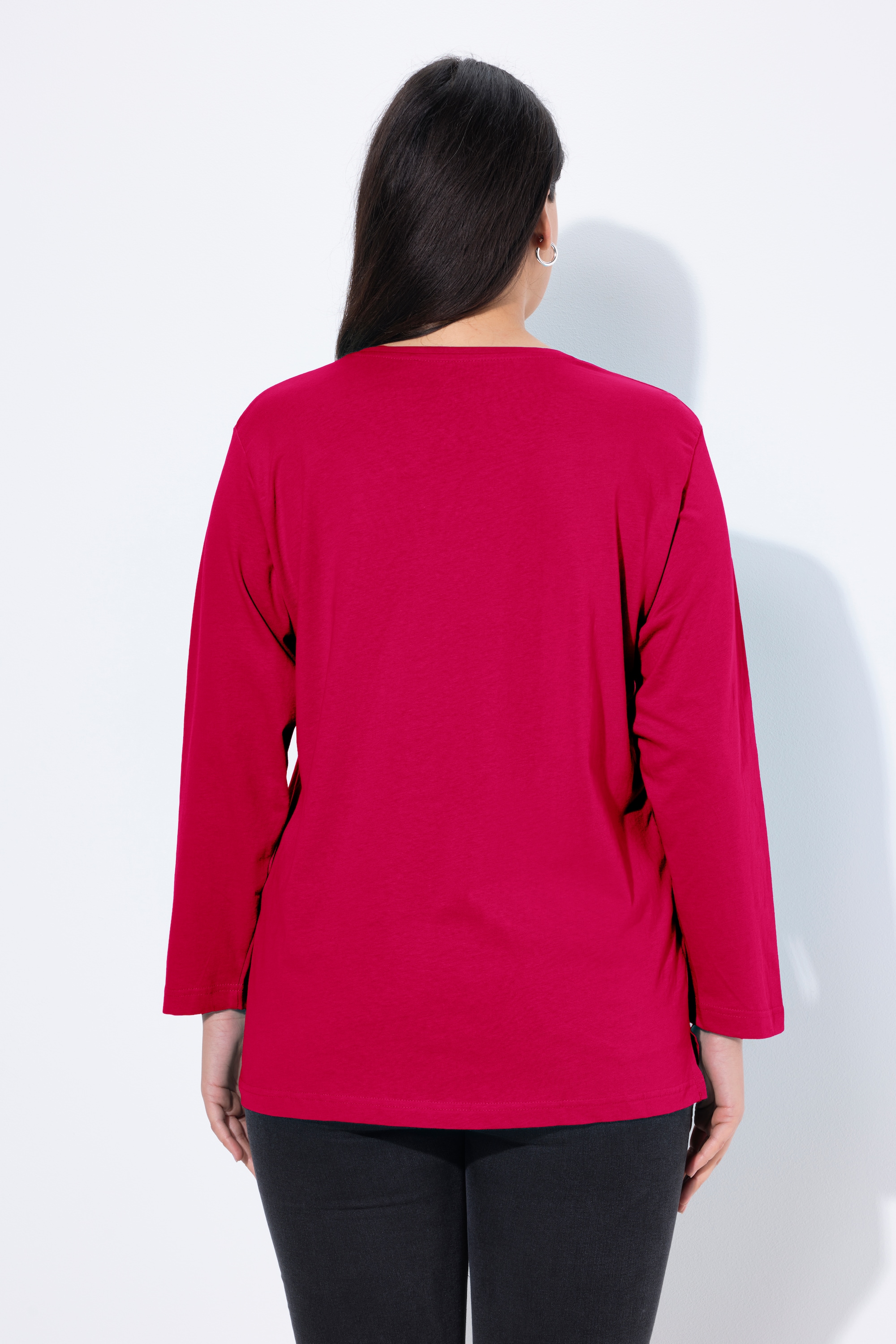 Ulla Popken Damen große Größen Shirt V Ausschnitt Relaxed Langarm 725334