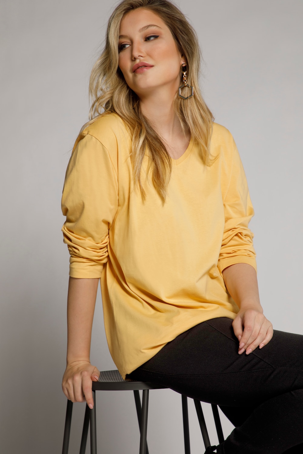 Grote Maten shirt, Dames, beige, Maat: 50/52, Katoen, Ulla Popken Grote Maten shirt, Dames, beige, Maat: 50/52, Katoen, Ulla Popken
