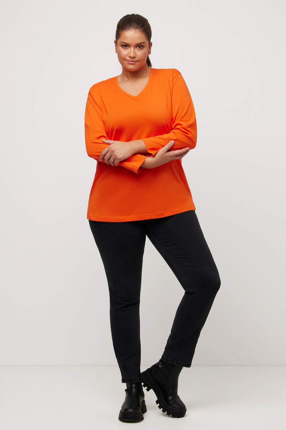 Grote Maten shirt, Dames, oranje, Maat: 46/48, Ulla Popken