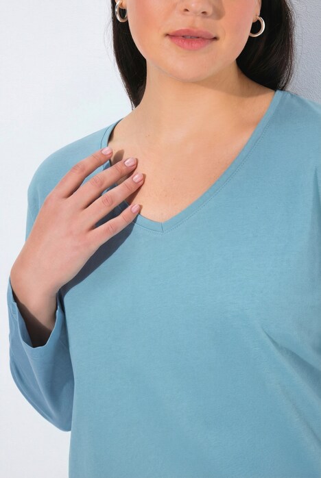 Shirt, V-Ausschnitt, Relaxed, Langarm