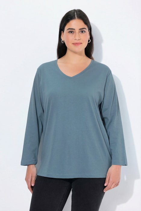 Shirt, V-Ausschnitt, Relaxed, Langarm
