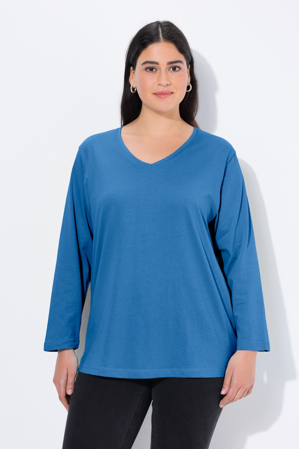 Große Größen Shirt, Damen, blau, Größe: 46/48, Baumwolle/Polyester/Viskose, Ulla Popken