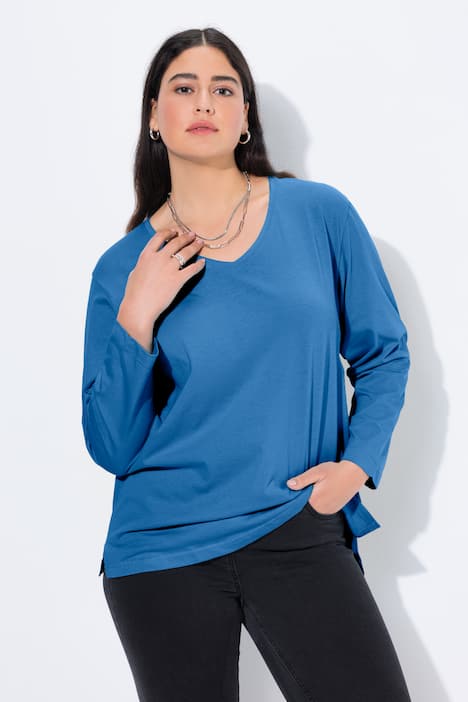 Shirt, V-Ausschnitt, Relaxed, Langarm