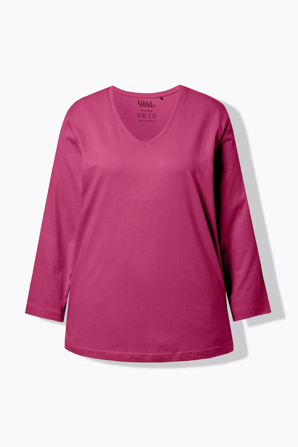 Stora storlekar Topp med v-ringning, Dam, rosa, storlek: 66/68, Bomull/Polyester/Viskos, Ulla Popken