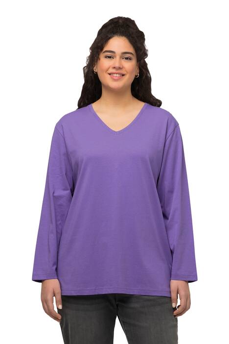 Tričko, výstřih do V, Relax střih, dlouhé rukávy