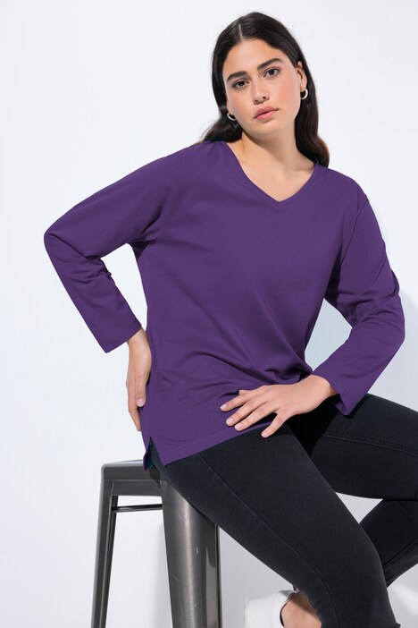 Back To Basics V-Neck Relaxed Fit Cotton Tee, Graphite Gray