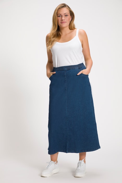 Blue Back Split Maxi Denim Skirt | Simply Be | Stretch denim fabric, Denim  maxi skirt, Denim fabric