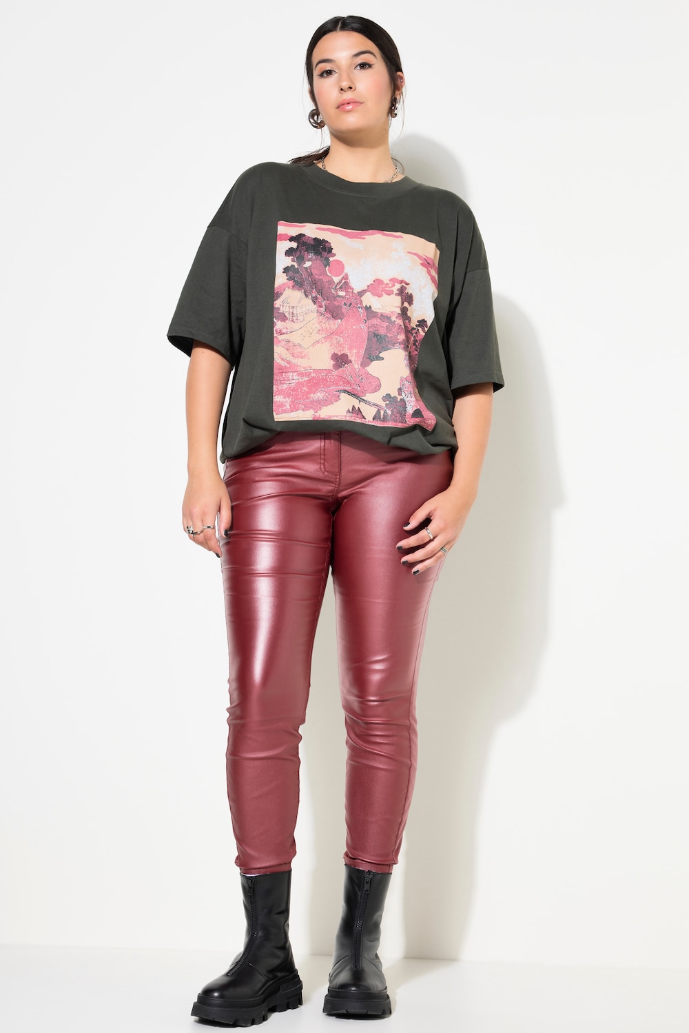 Große Größen Skinny Jeans, Damen, rot, Größe: 50, Viskose/Synthetische Fasern, Studio Untold
