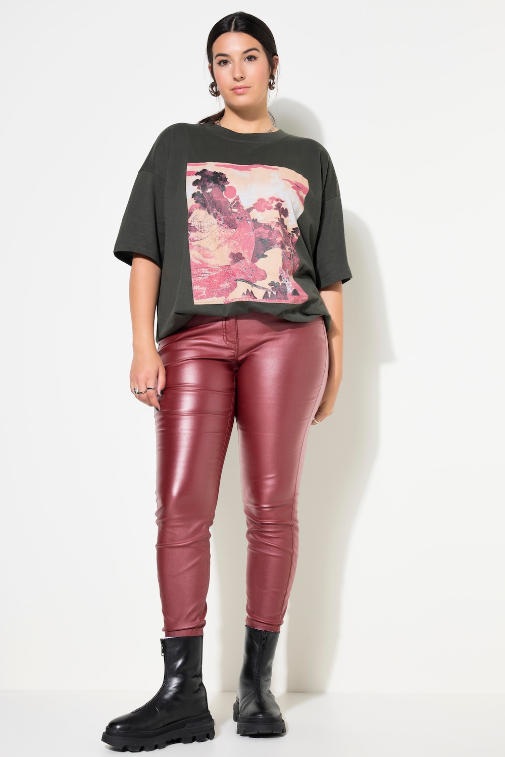 Große Größen Skinny Jeans, Damen, rot, Größe: 54, Viskose/Synthetische Fasern, Studio Untold