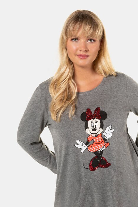 Ulla Popken Damen Langarm Minnie Mouse A-Linie T-Shirt