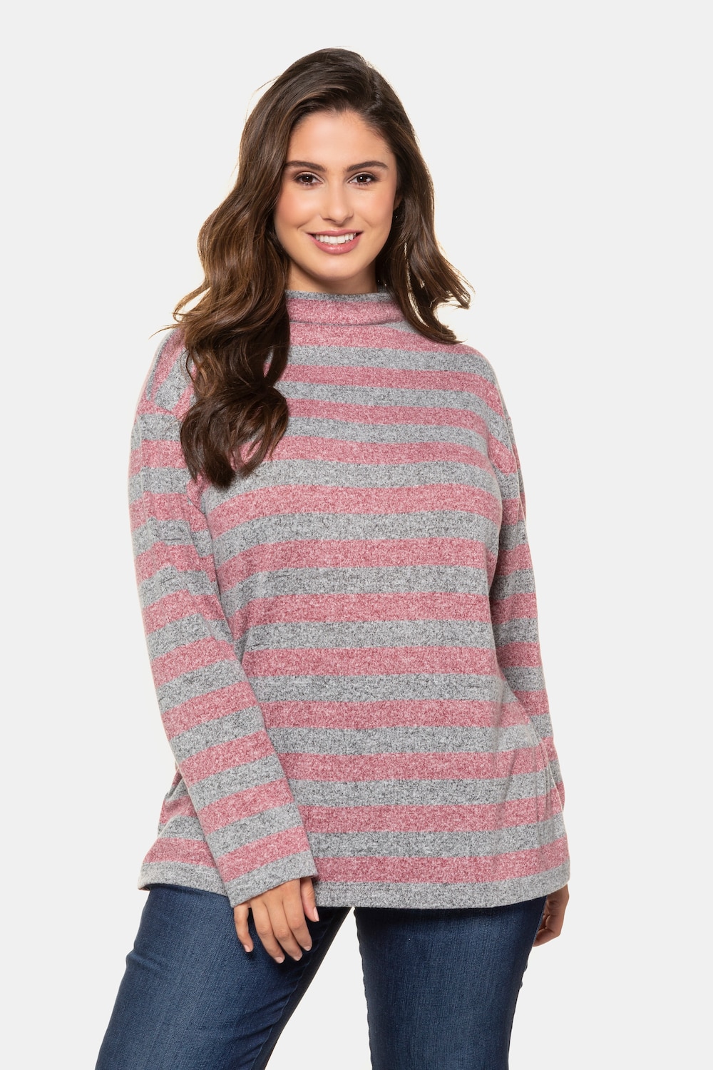 Grote Maten oversized pullover, Dames, bruin, Maat: 46/48, Polyester/Viscose, Ulla Popken Grote Maten oversized pullover, Dames, bruin, Maat: 46/48, Polyester/Viscose, Ulla Popken