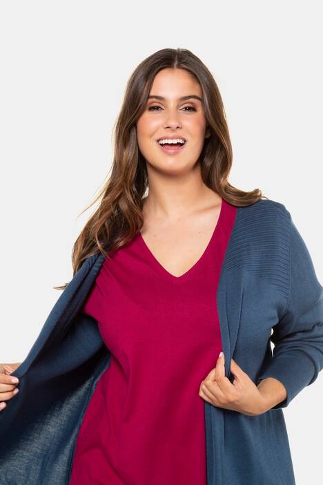 ULLA POPKEN Cardigan offene Form dunkelpetrol NEU