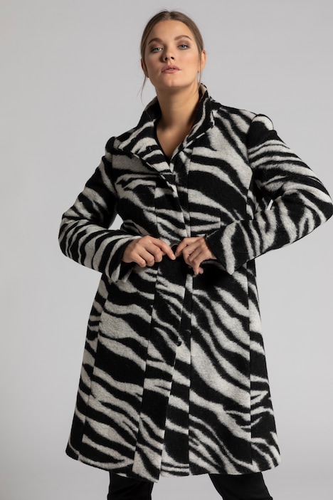 Mantel, Wollmischung, Zebra-Design, selection