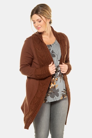 Ulla Popken Cardigan, Zopfstrick-Besätze, Longform, selection - Große Größen