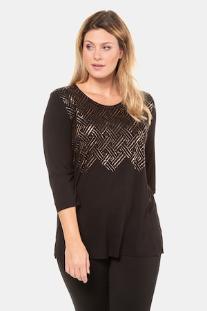 Ulla Popken Shirt, Metallic-Design, 3/4-Ärmel, selection - Große Größen