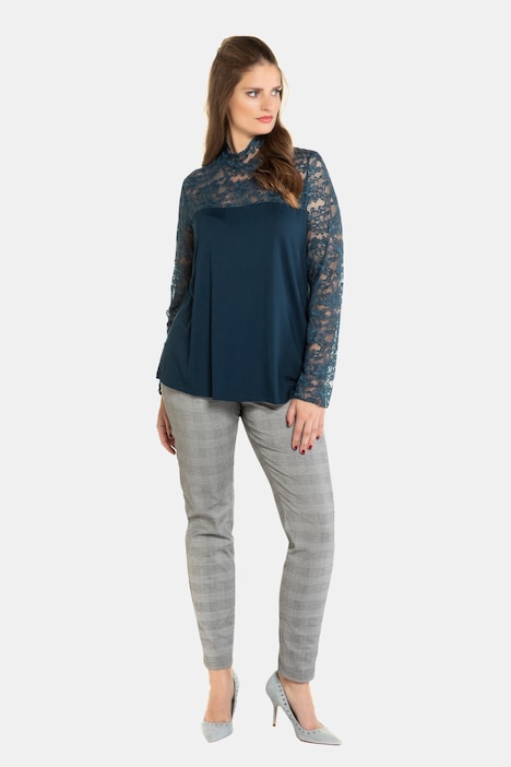 Sheer Stretch Lace Accent Knit Top | T-Shirts | Knit Tops & Tees