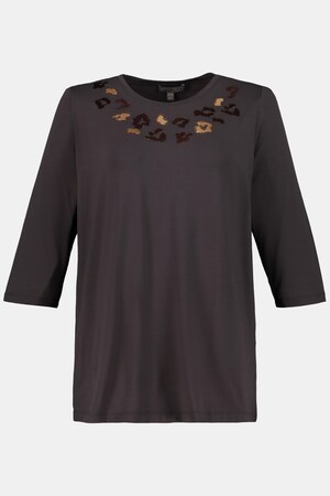 Ulla Popken Shirt, Leo-Stickerei, 3/4-Ärmel, selection - Große Größen