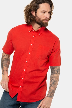 Duże rozmiary Koszula z lnem, mężczyzna, soczysty oranż, rozmiar: 3XL, len/bawełna, JP1880
