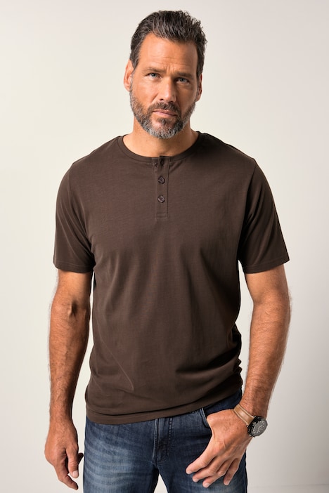 JP1880 Henley, Basic, Knopfleiste, Halbarm, bis 7 XL