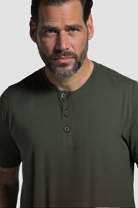 JP1880 Henley, Basic, Knopfleiste, Halbarm, bis 7 XL