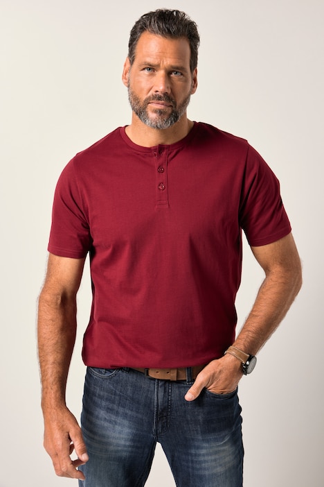 JP1880 Henley, Basic, Knopfleiste, Halbarm, bis 7 XL