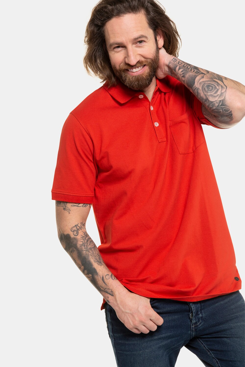 Grote Maten poloshirt, Heren, rood, Maat: L, Katoen, JP1880 Grote Maten poloshirt, Heren, rood, Maat: L, Katoen, JP1880