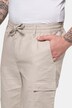 korte cargobroek, linnenmix, elastische band, basic fit
